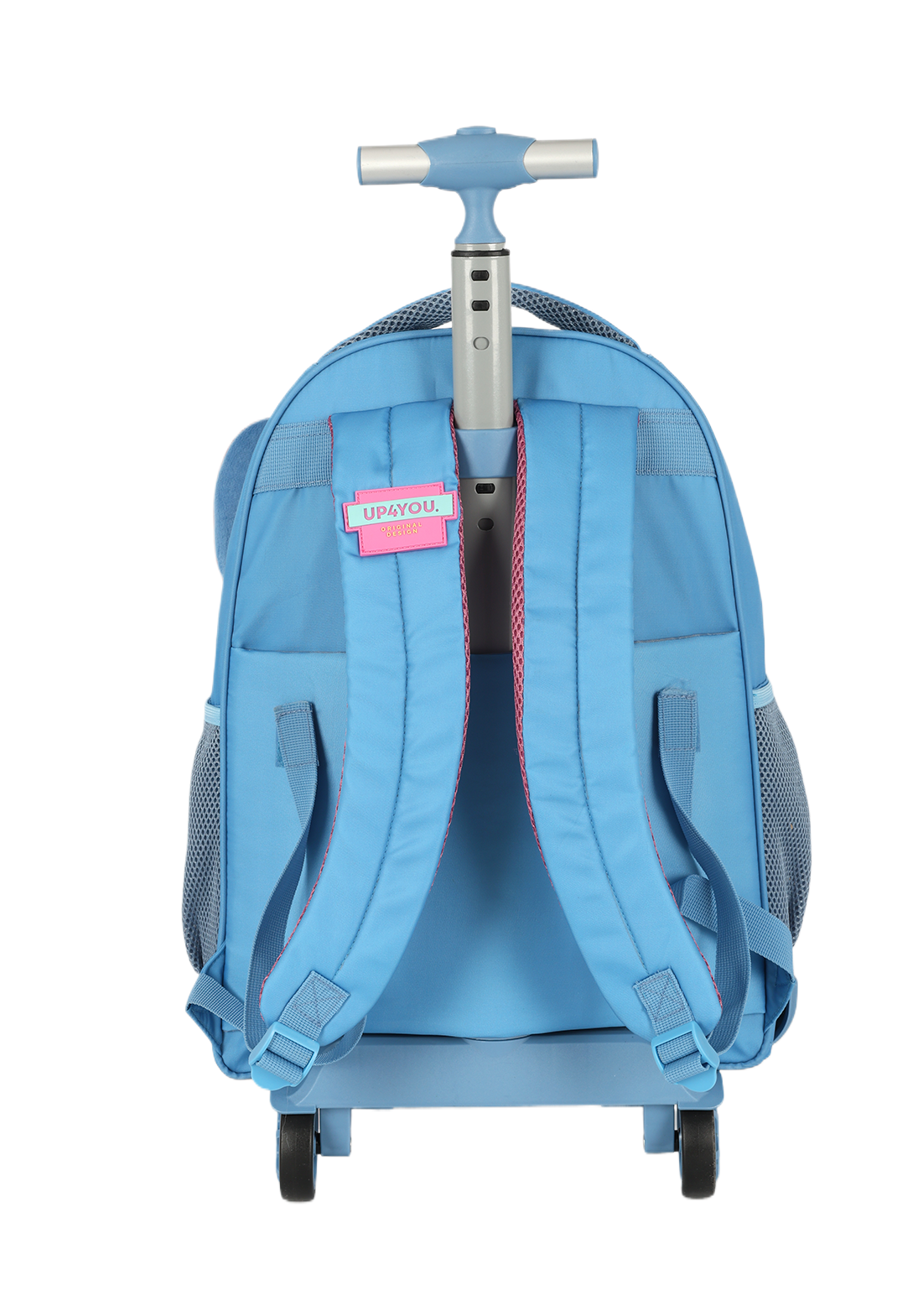 Mochila de Rodinhas G Stitch Disney Luxcel | Azul Pelúcia 3D | Com Orelhas | Aveludada