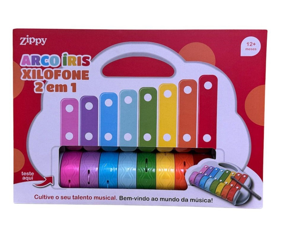 Piano Xilofone Infantil 2x1 Arco-Íris - Zippy Toys