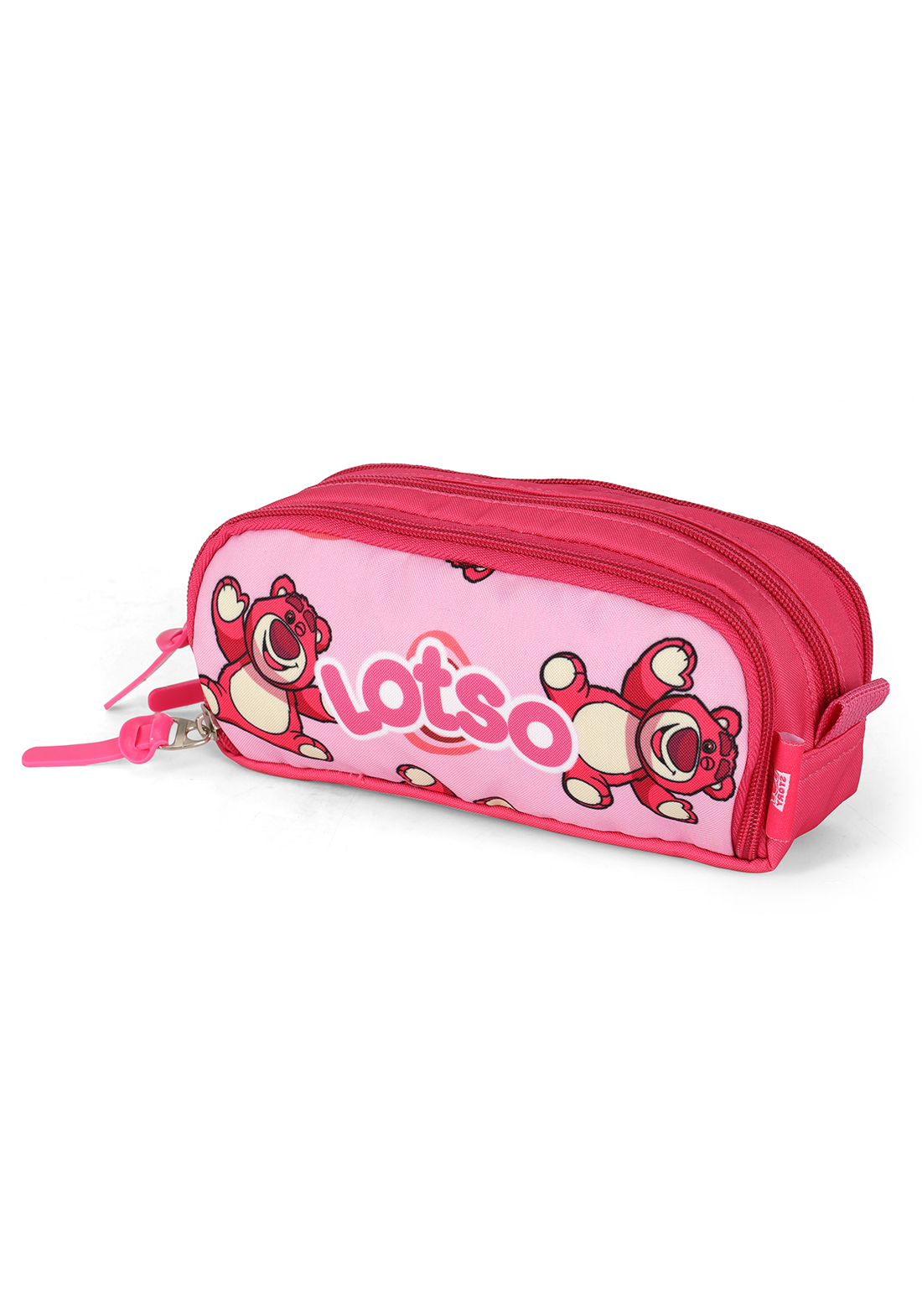 Estojo Escolar Triplo Lotso Disney Toy Story Rosa 3 Compartimentos