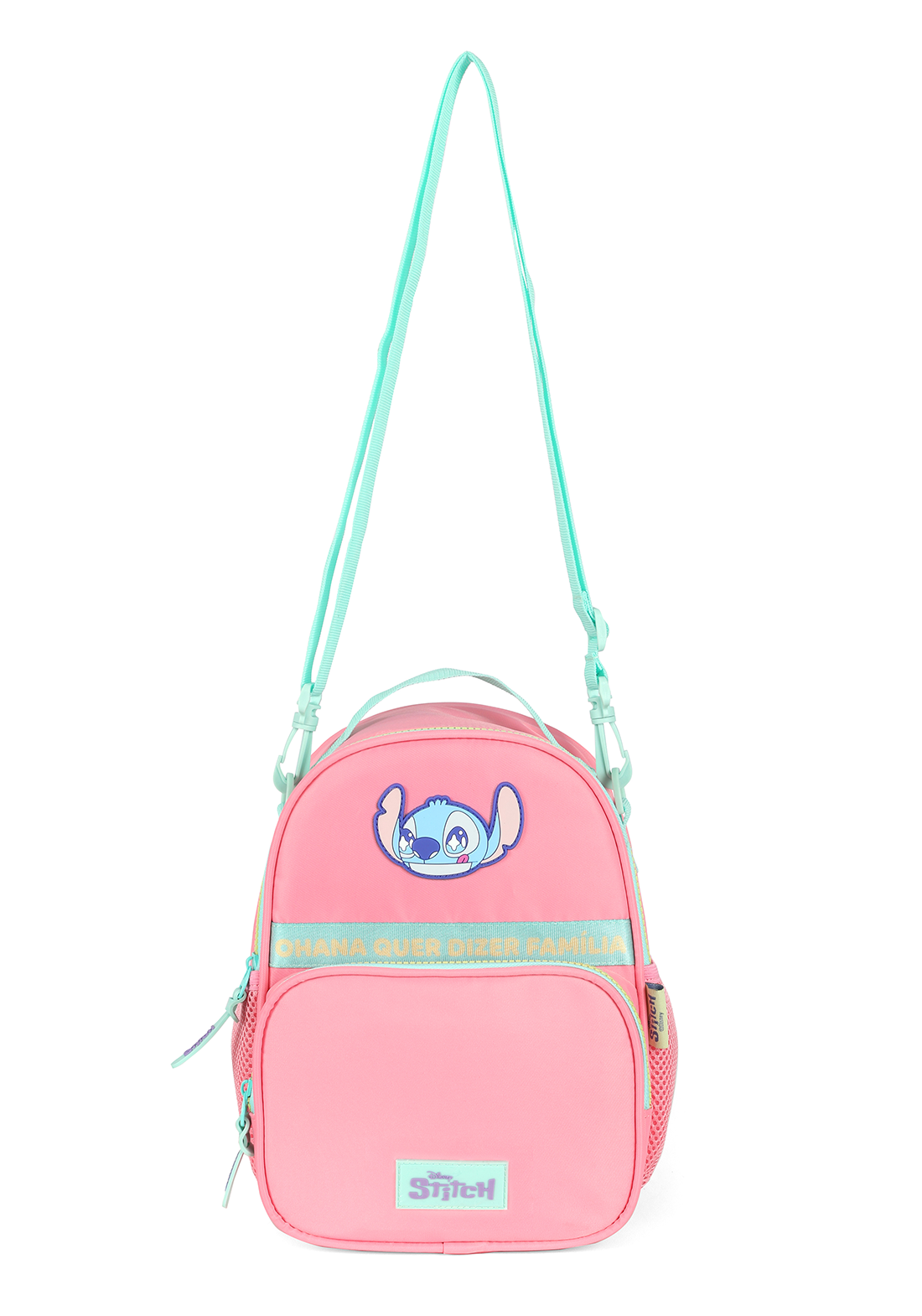 Lancheira Térmica Stitch Disney Luxcel | Rosa Salmão e Turquesa | Ohana | Alça de Costas