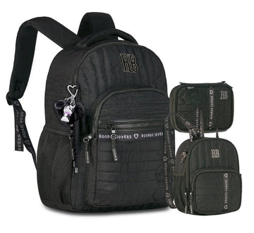 Kit Escolar Rebecca Bonbon – Mochila + Lancheira + Estojo Preto
