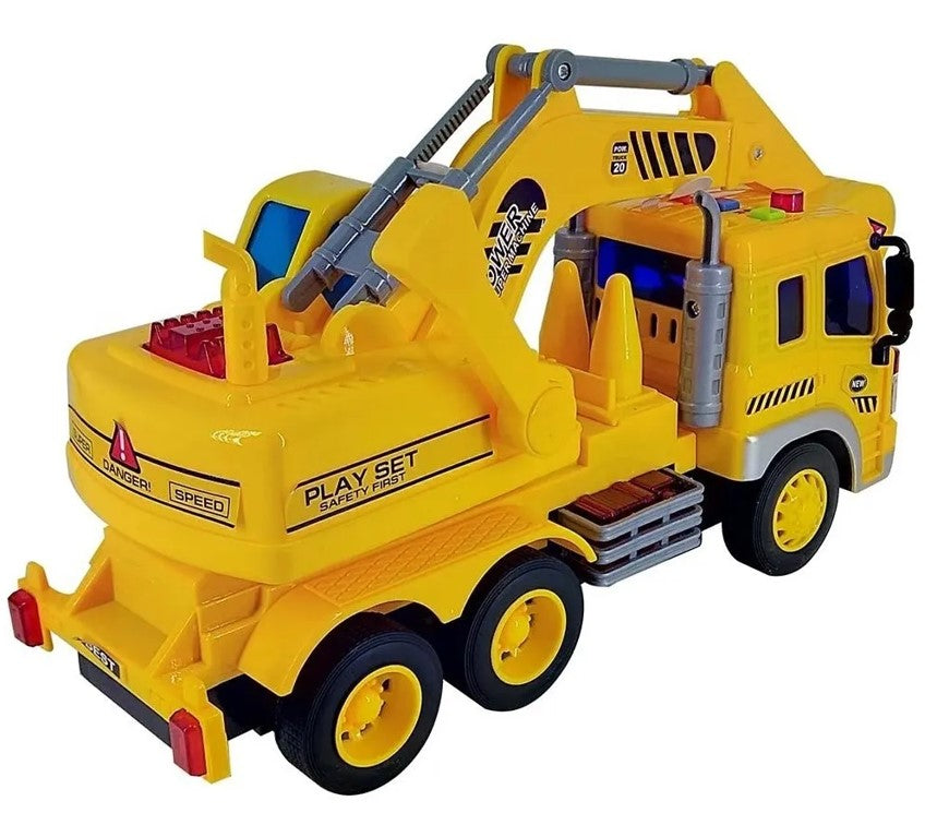 Caminhão Truck Escavadeira Construcao Com Luz E Som 1:16
