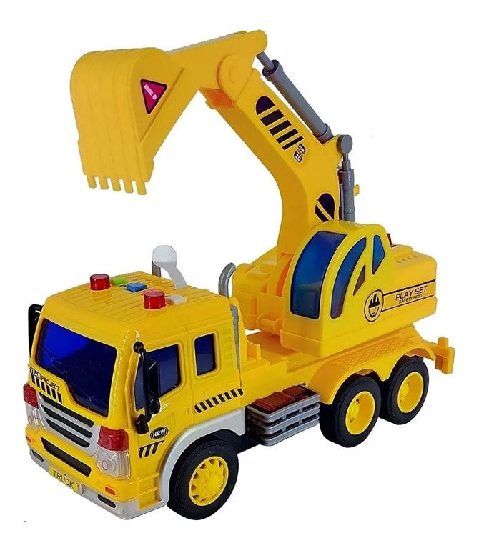 Caminhão Truck Escavadeira Construcao Com Luz E Som 1:16