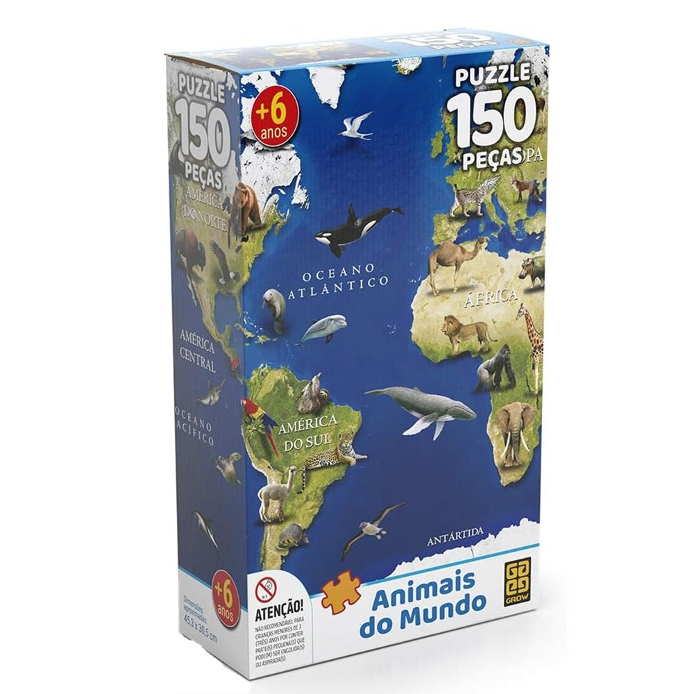 Quebra-cabeça 150 peças Animais do Mundo - Grow