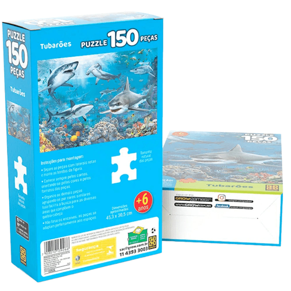 Quebra-Cabeça Tubarões 150 Peças - Grow