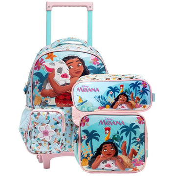 Kit Escolar Moana 3 em 1: Mochila de Rodinhas, Lancheira e Estojo Xeryus Original