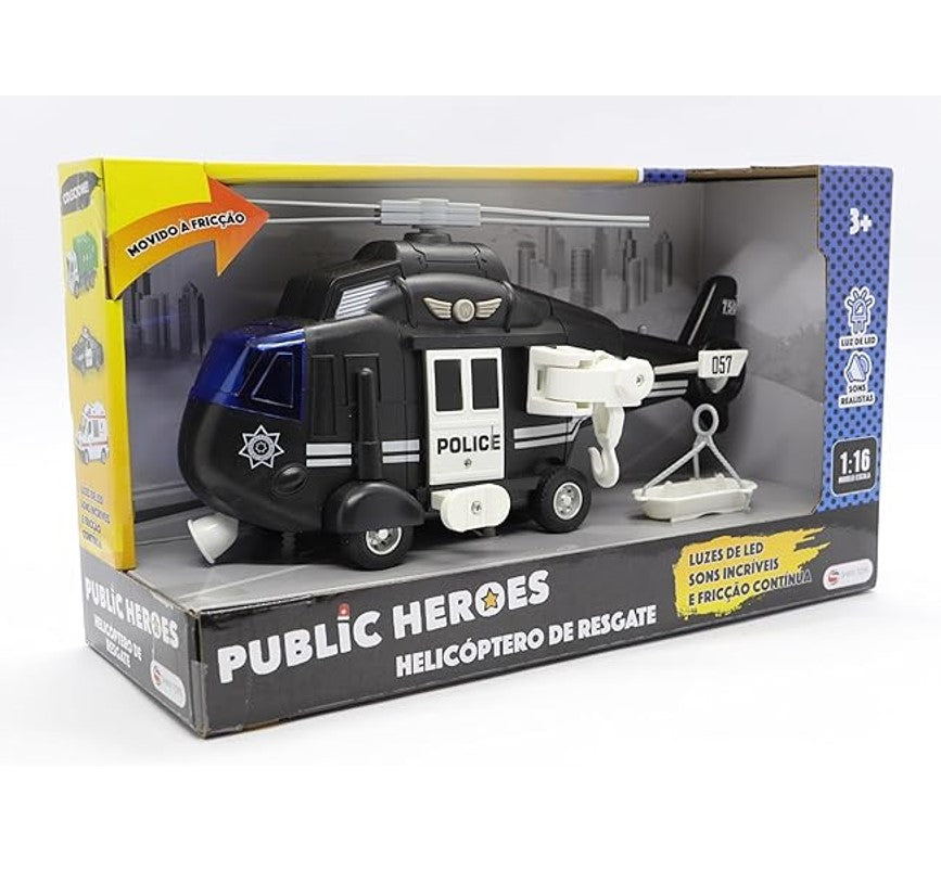 Helicoptero De Resgate Polícia Sons E Luzes - Shiny Toys