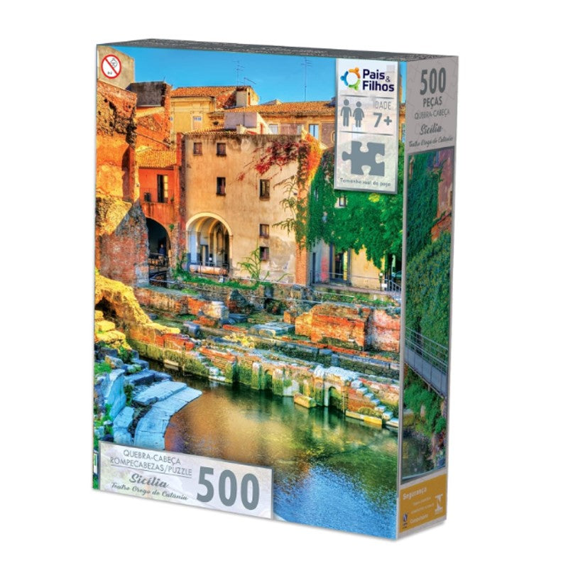 Quebra-Cabeça 500 Peças Sicilia Teatro Grego de Catania - Pais & Filhos