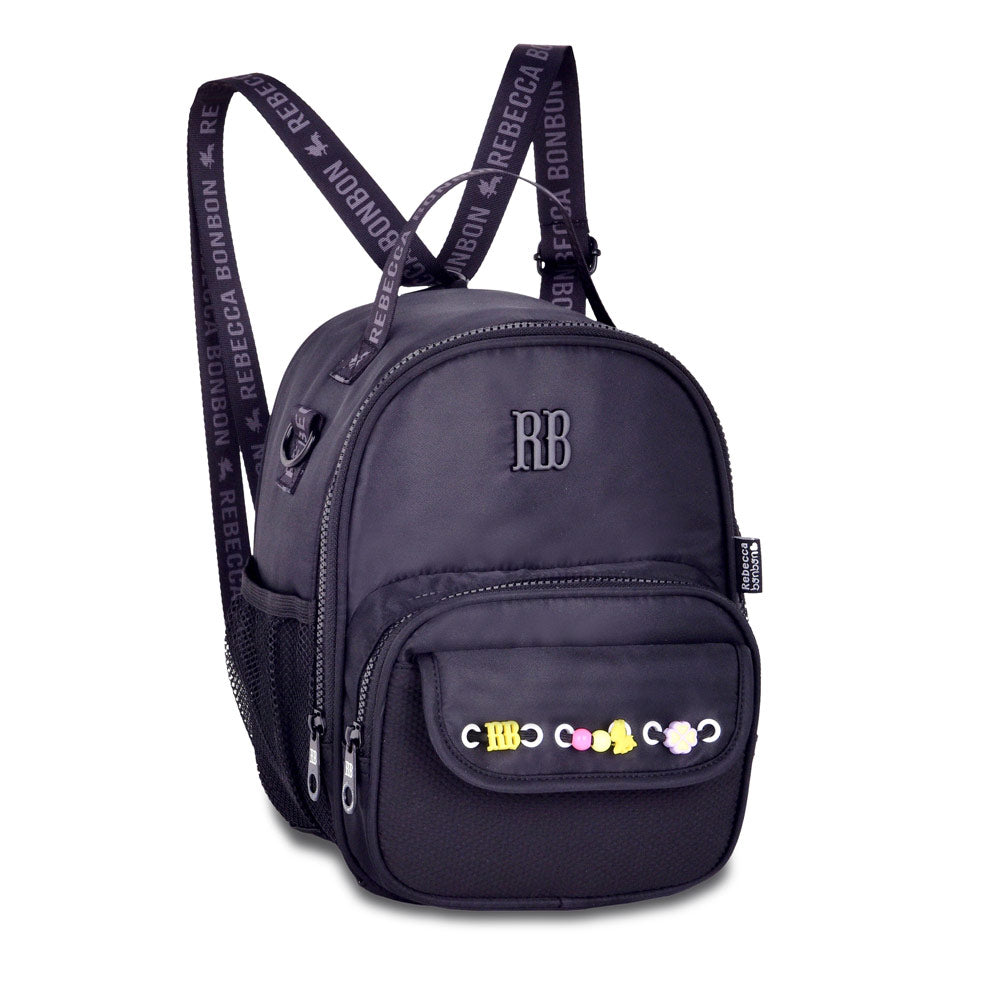 Kit Completo Mochila Lancheira Estojo Rebecca Bonbon RB Clio Style - Miçangas e Cadarço Preto
