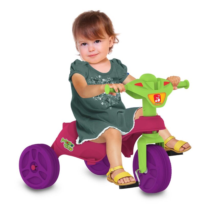 Triciclo Infantil Mototico Passeio e Pedal Rosa Bandeirante