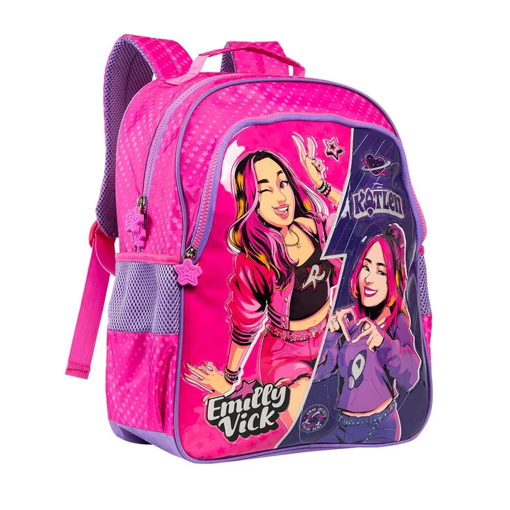 Kit Escolar Emilly Vick Xeryus 3 em 1: Mochila de Costas + Lancheira Térmica + Estojo Oficial