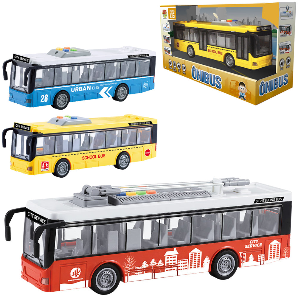 Ônibus de Fricção 1:16 com Luz e Som - DM Toys