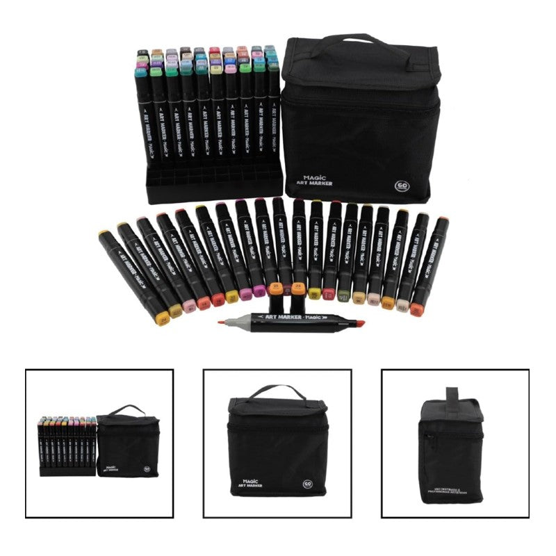 Canetas Marcadoras Ponta Dupla com Bolsa Organizadora