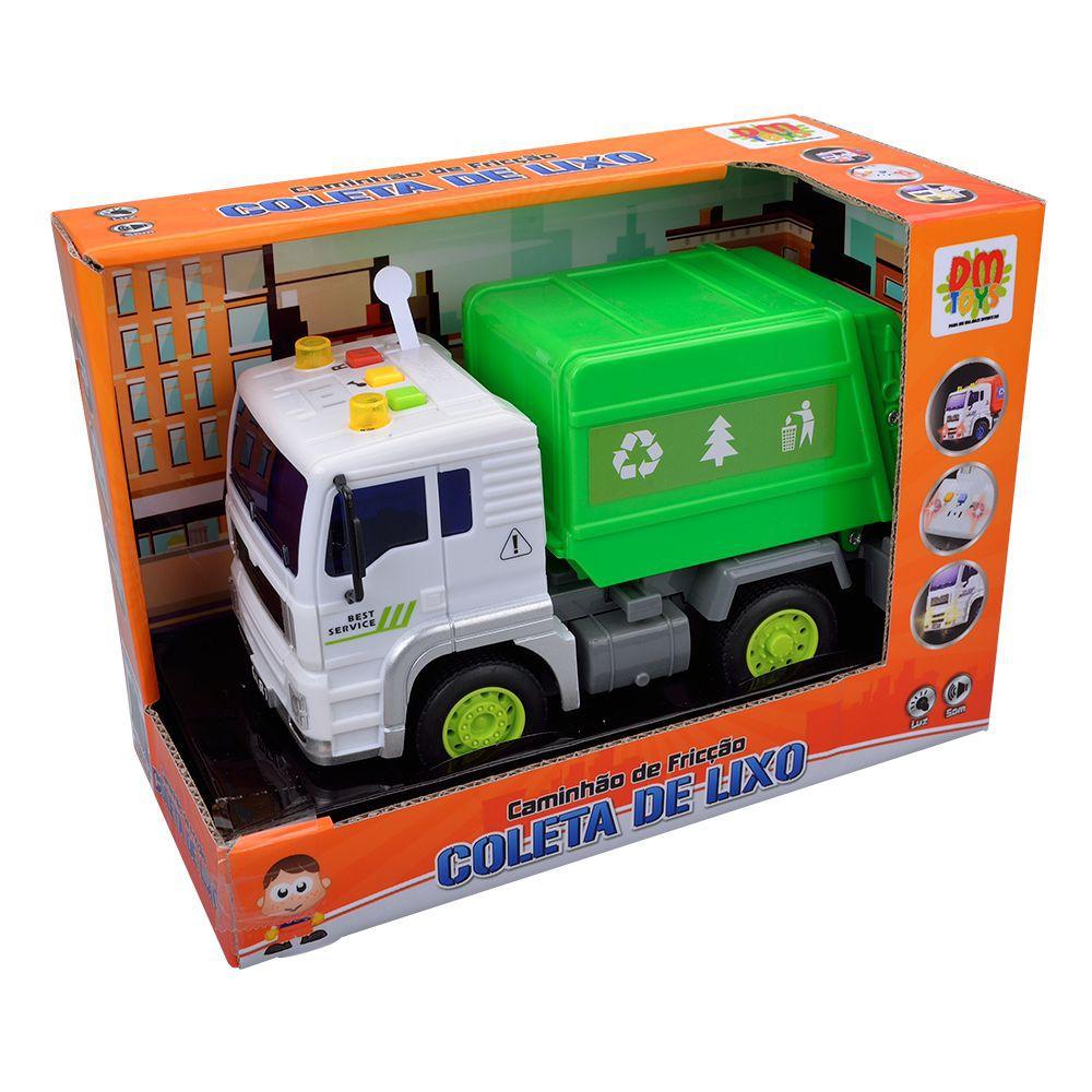 Caminhão Fricção Coleta de Lixo Luz e Som - Dm Toys