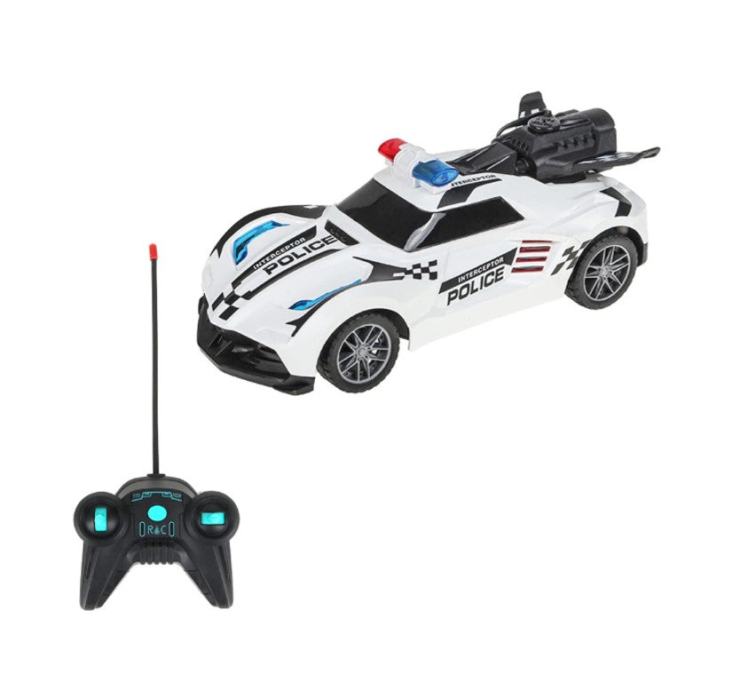 Carrinho de Polícia Solta Fumaça Com Luz Controle Remoto