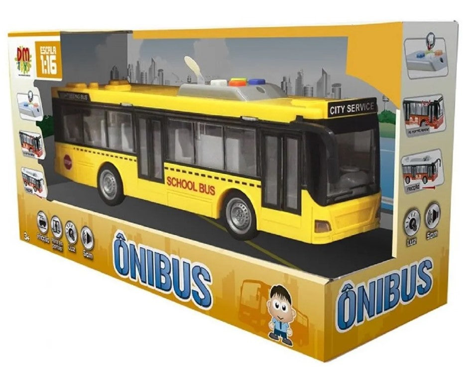Ônibus de Fricção 1:16 com Luz e Som - DM Toys