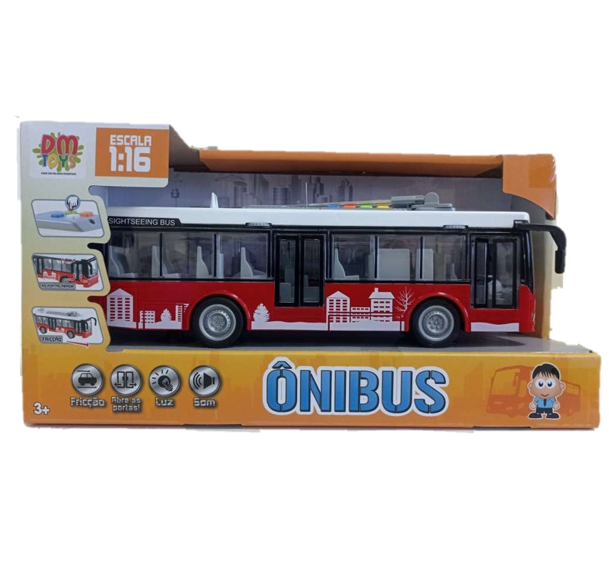 Ônibus de Fricção 1:16 com Luz e Som - DM Toys