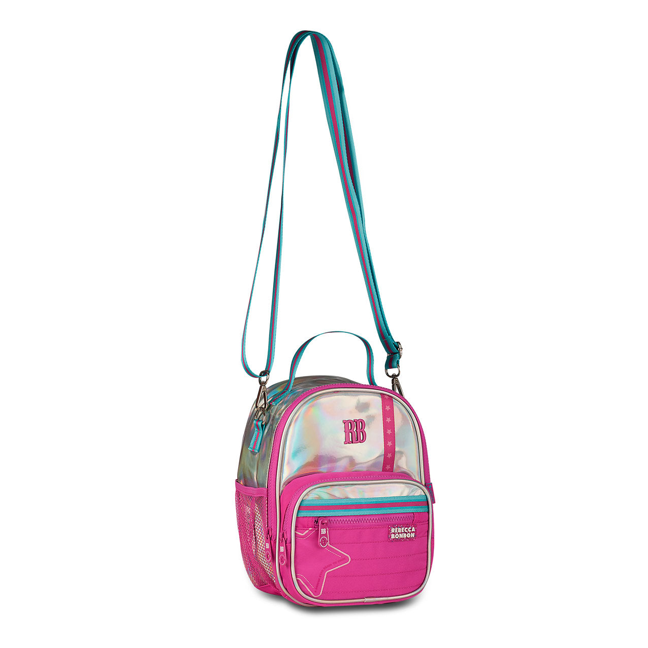 Kit Completo Rebecca Bonbon Holográfico - Mochila + Lancheira + Estojo Box - Rosa