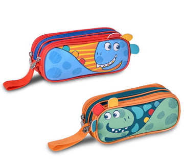 Estojo Duplo Infantil Penal Escolar Dinossauro Clio Pets