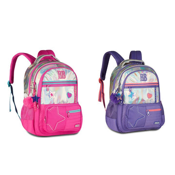 Mochila Rebecca Bonbon Holográfica RB27017 Juvenil Compartimento Notebook - Cor Sortida