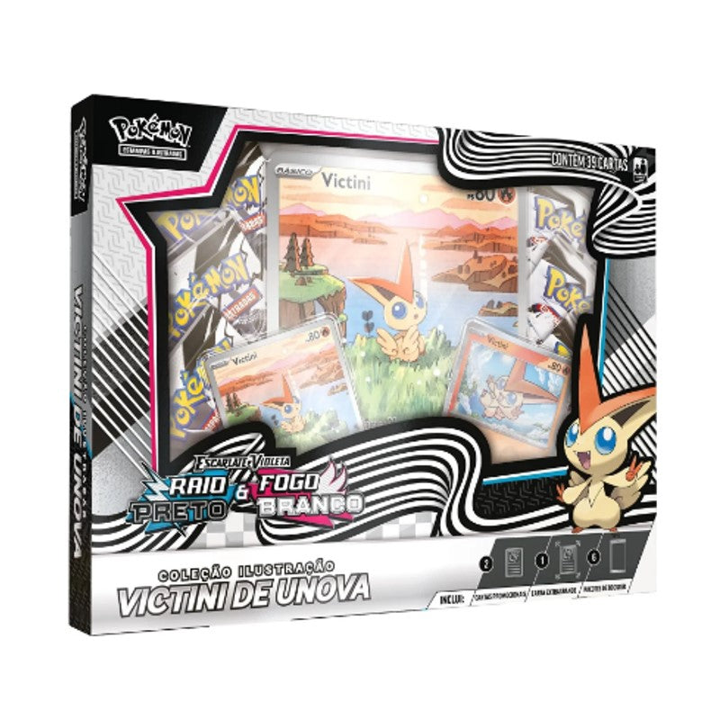 Box Pokemon Victini de Unova Raio Preto e Fogo Branco - Copag