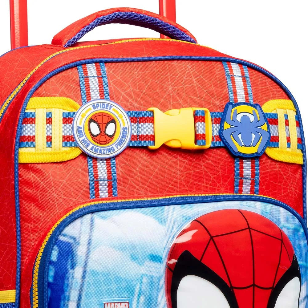 Kit Escolar Spidey Amazing Friends 3 em 1: Mochila Rodinhas + Lancheira + Estojo Xeryus Marvel