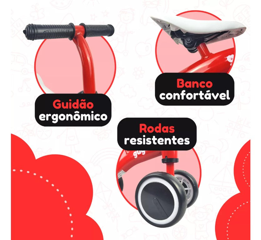 Bicicleta Para Bebês Sem Pedal Treinar Equilíbrio 4 Rodas