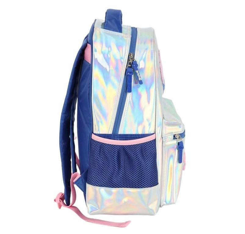 Mochila De Costas Stitch Holográfica Prata Luxcel