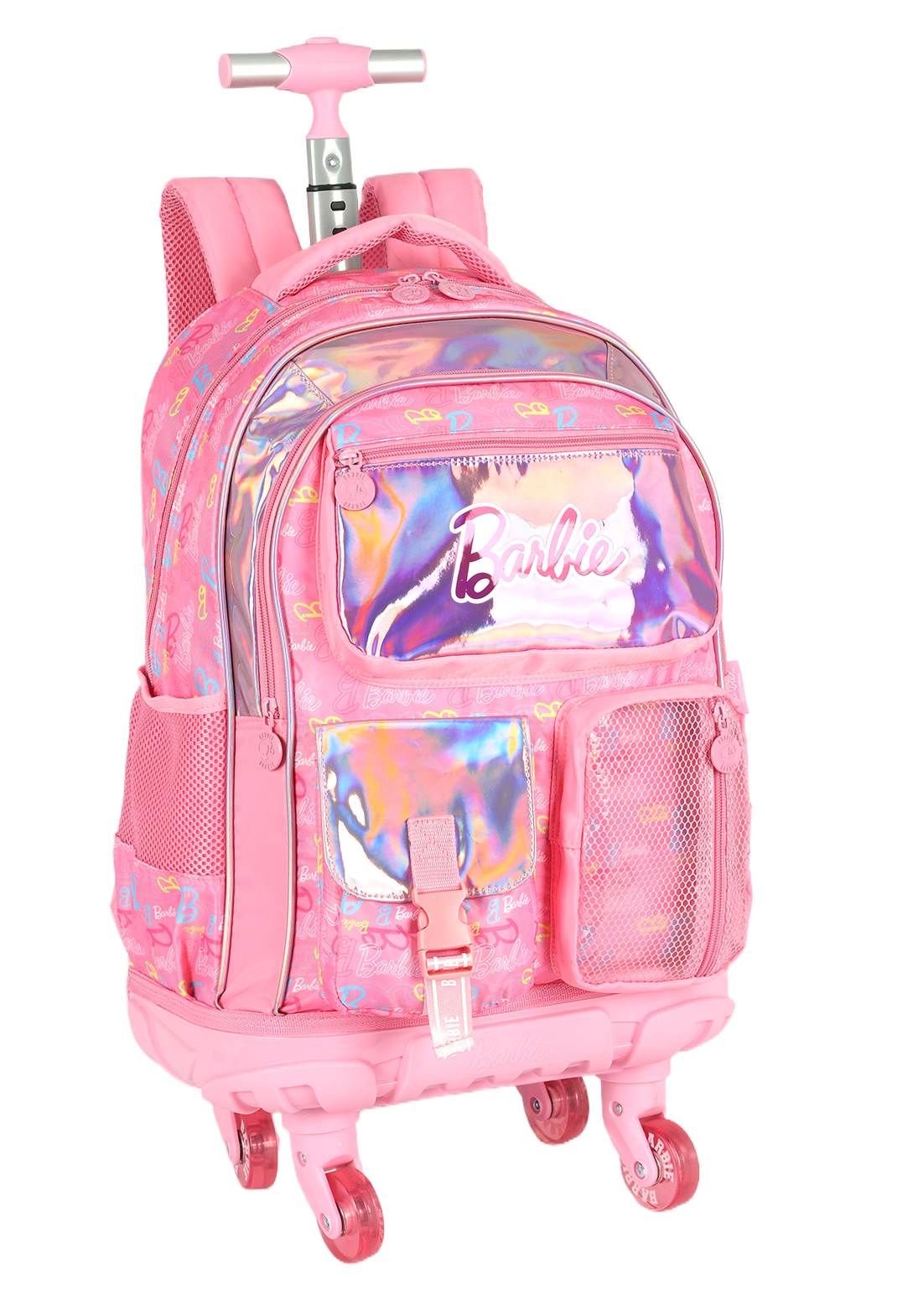 Mochila de Rodinhas G Barbie PINK Holográfica Luxcel | Brilho, Estilo e Rodas de Silicone!