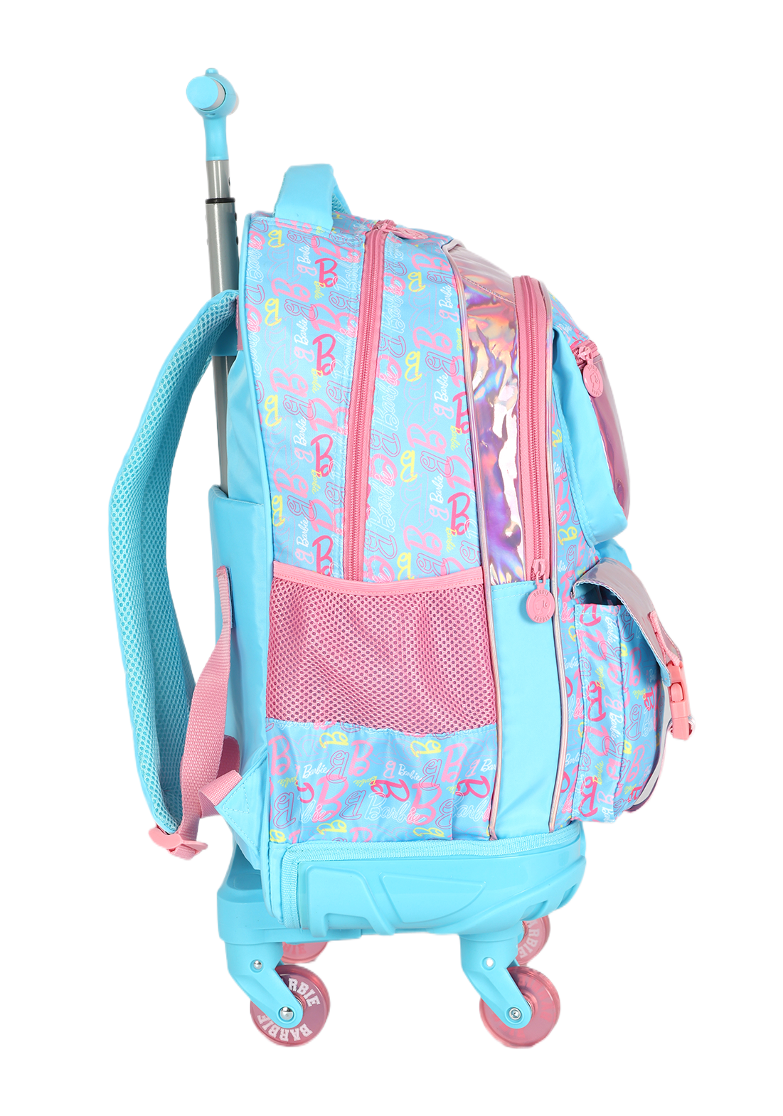 KIT Escolar COMPLETO Barbie AZUL Luxcel 3 Peças: Mochila de Rodinhas G + Lancheira Térmica + Estojo Box Holográfico