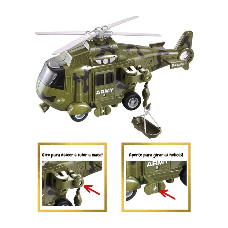 Helicóptero Operação Resgate Com Luz E Som - Dm Toys