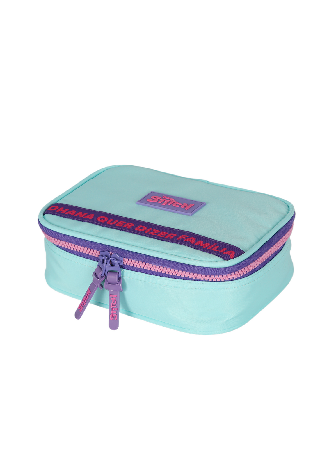 Estojo Box Organizador Stitch Disney Luxcel Turquesa e Roxo Ohana