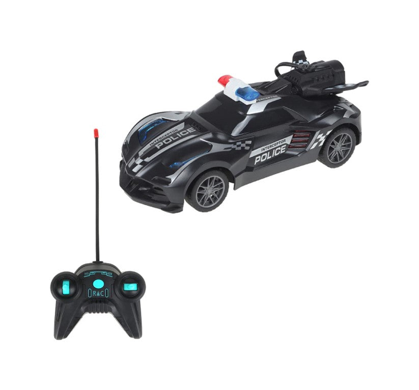 Carrinho de Polícia Solta Fumaça Com Luz Controle Remoto