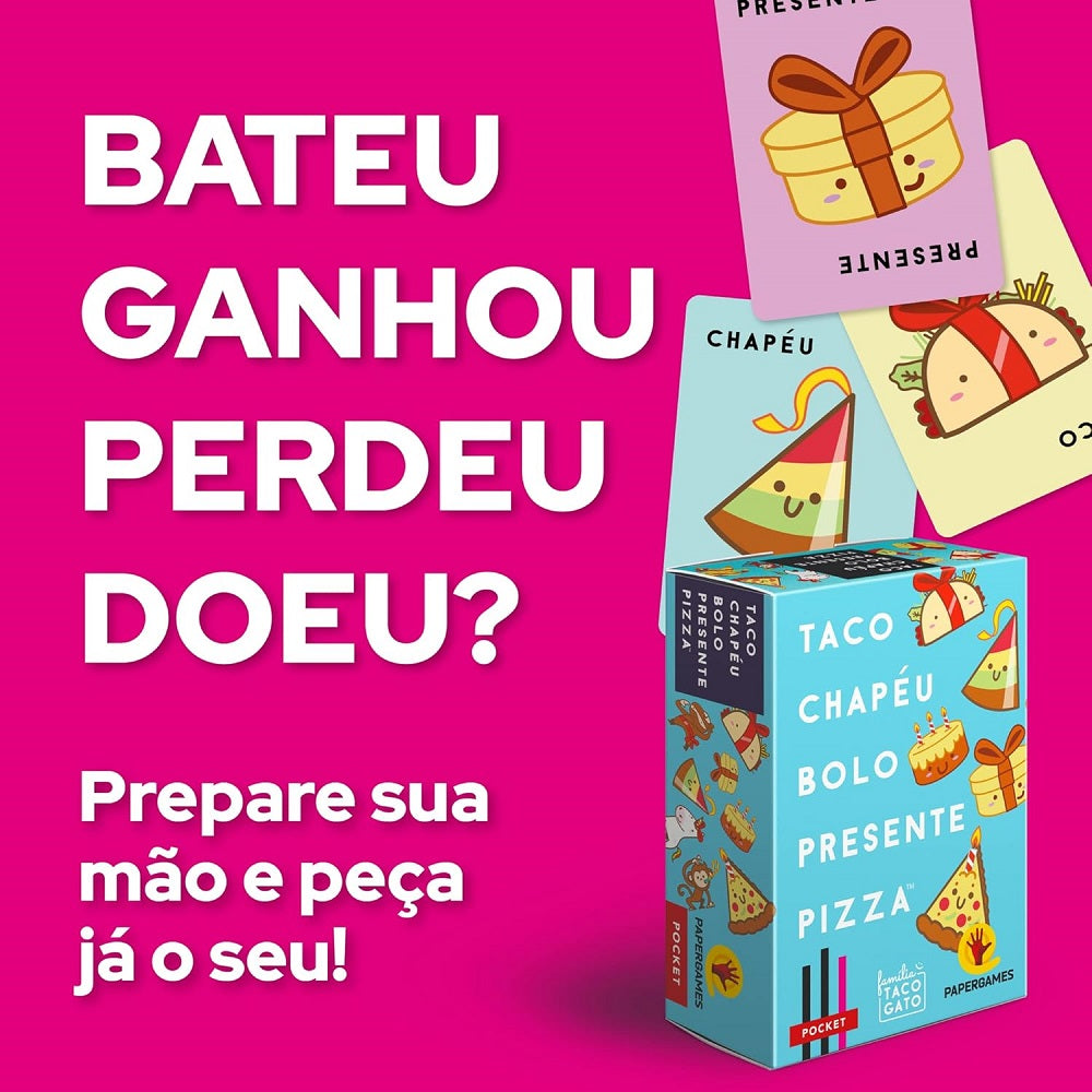 Jogo de Cartas Taco Chapéu Bolo Presente Pizza - PaperGames