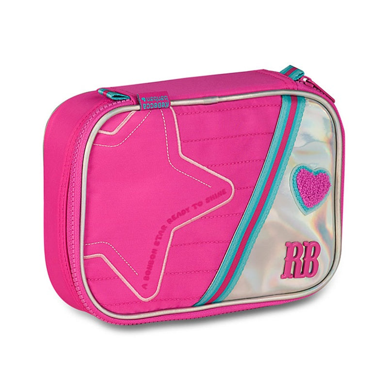 Kit Completo Rebecca Bonbon Holográfico - Mochila + Lancheira + Estojo Box - Rosa