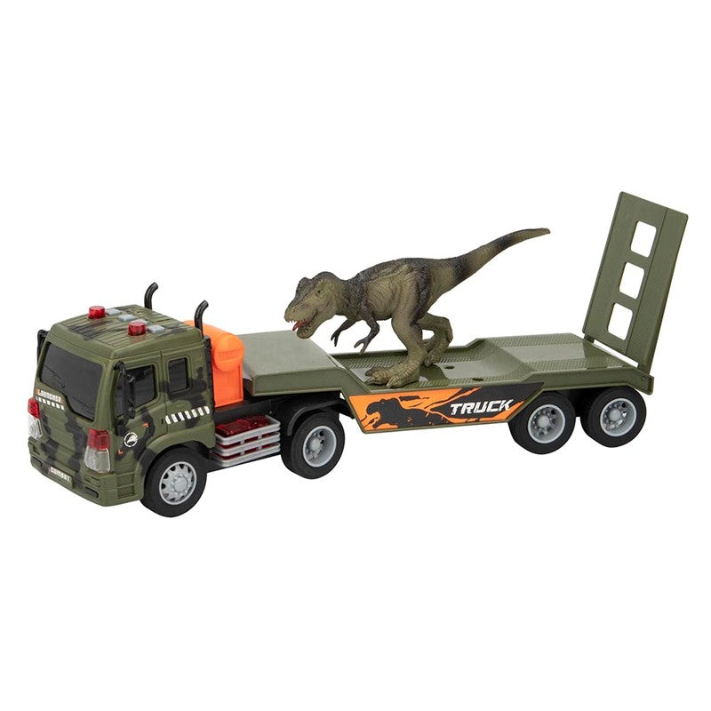 Caminhão Transporte de Dinossauro com Fricção Luz e Som 1:16 - Brink Center