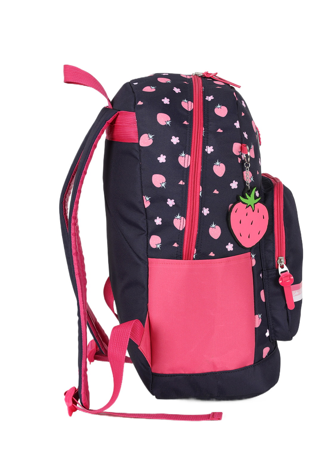 Mochila de Costas G Lotso Disney Luxcel | Toy Story | Azul Escuro e Pink | Chaveiro Morango