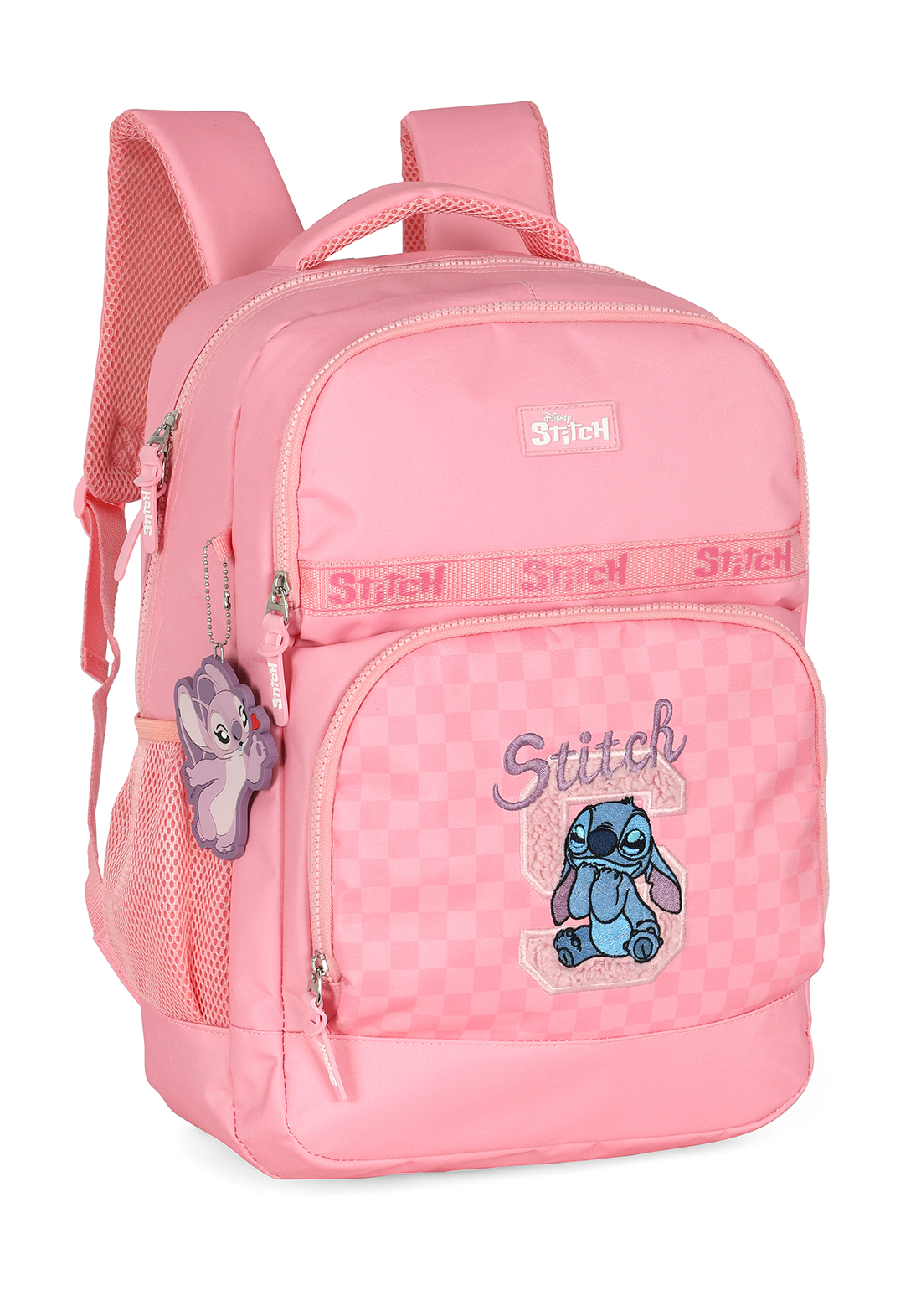 Mochila Stitch Rosa Xadrez – Luxcel Oficial Disney