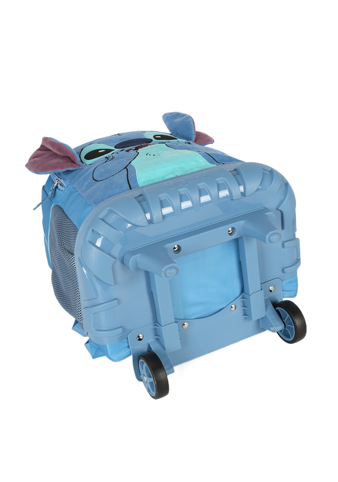 Mochila de Rodinhas G Stitch Disney Luxcel | Azul Pelúcia 3D | Com Orelhas | Aveludada