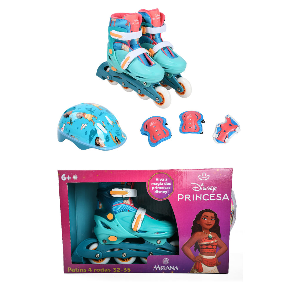 Patins Moana Com Kit de Proteção