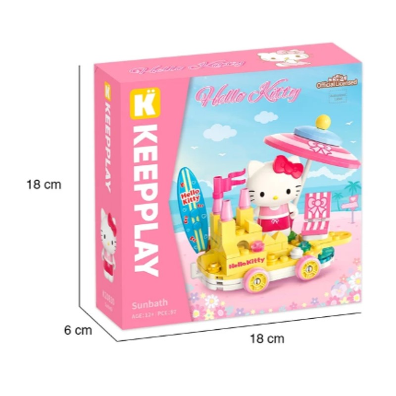 Bloco de Montar Banho de Sol Hello Kitty - KEEPPLAY