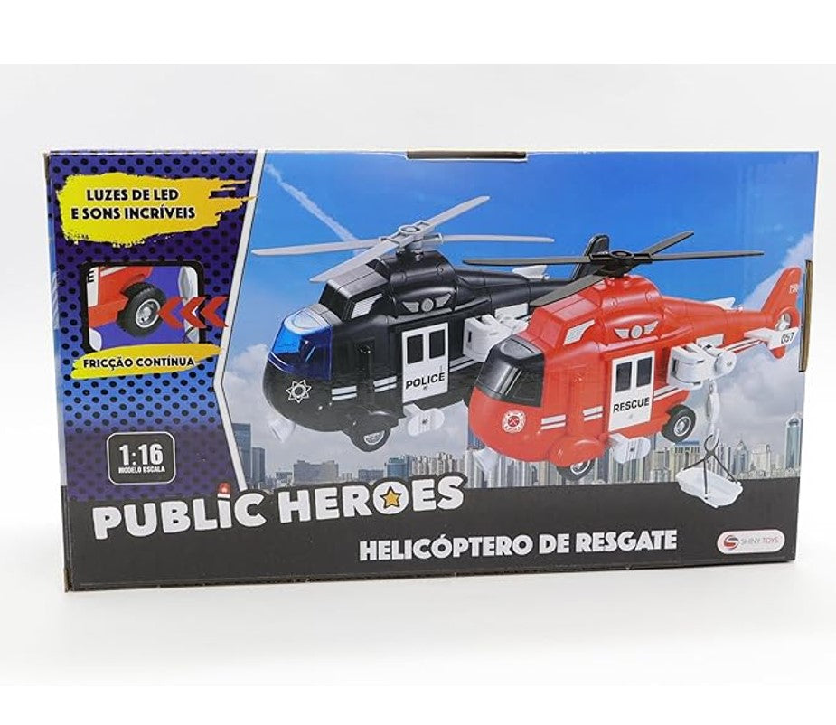 Helicoptero De Resgate Polícia Sons E Luzes - Shiny Toys