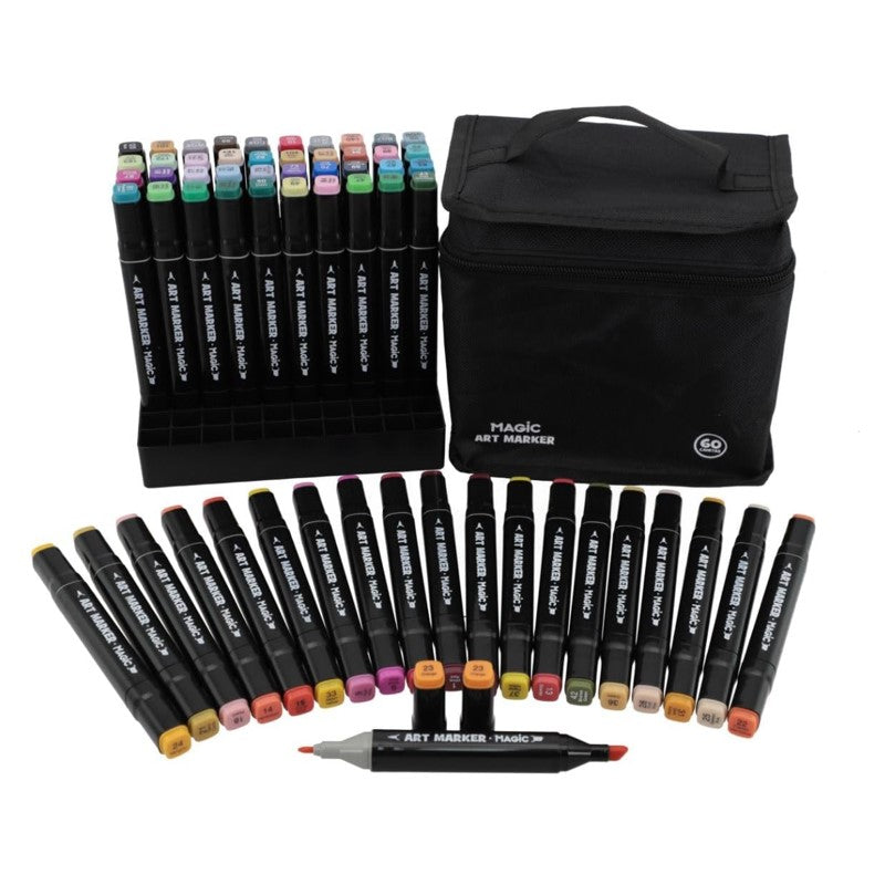 Canetas Marcadoras Ponta Dupla com Bolsa Organizadora