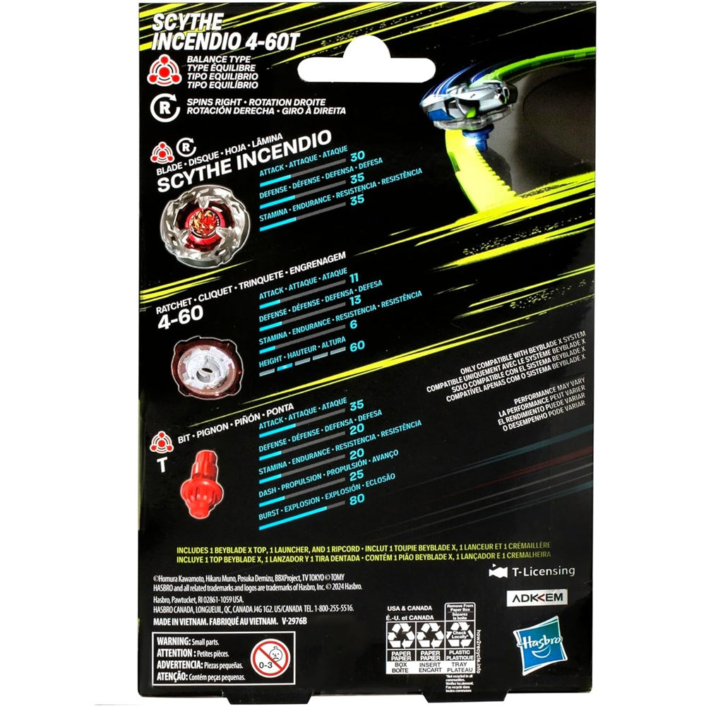 Beyblade X Arrow Scythe Incendio 4-60T Starter Pack Set - Hasbro