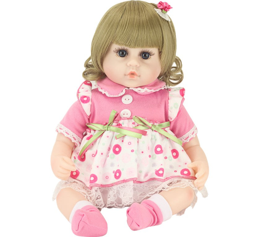 Boneca Bebê Reborn Loira com Vestido de Bolinhas e Acessórios Baby Star