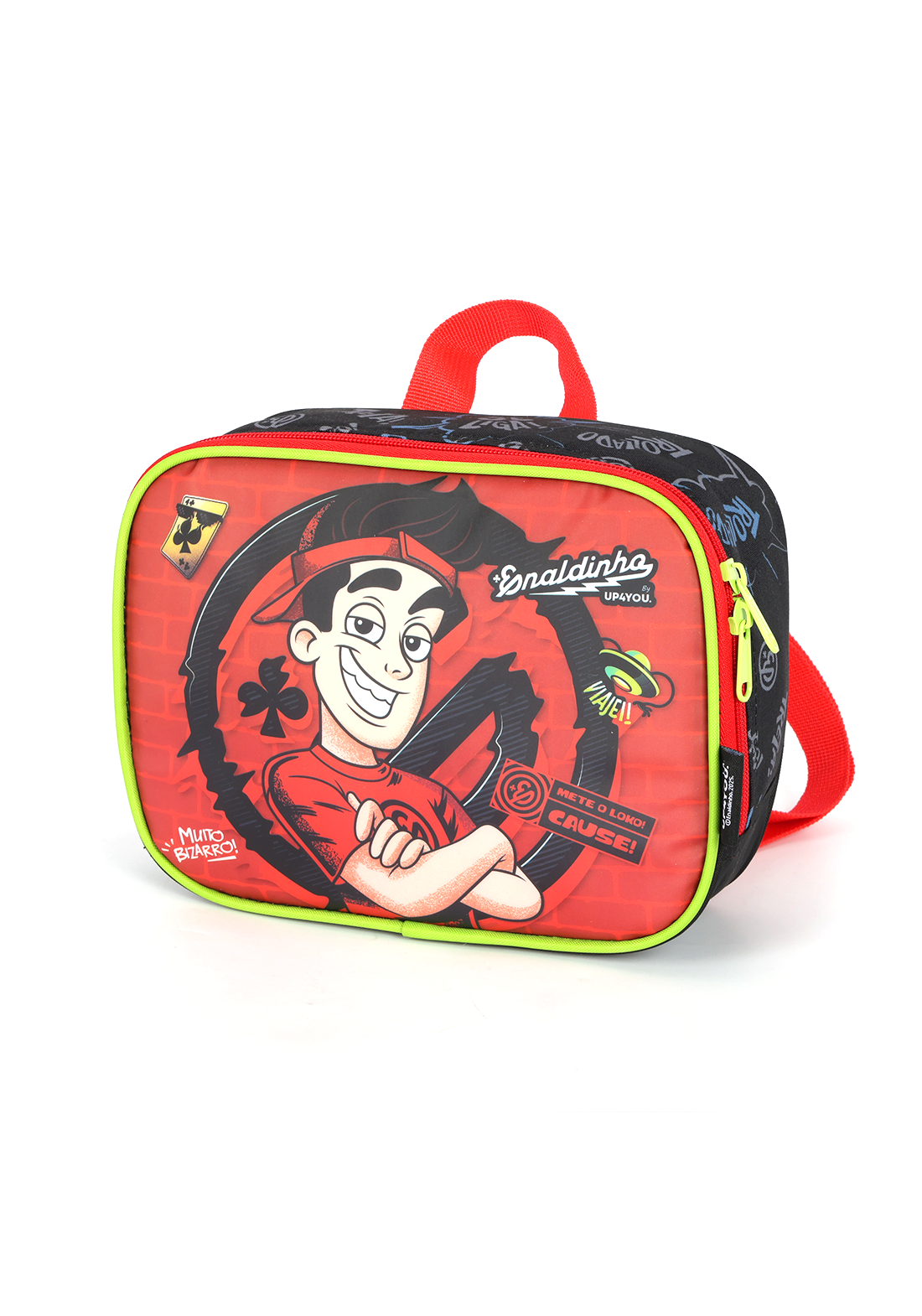 KIT Escolar COMPLETO Enaldinho UP4YOU 3 Peças: Mochila Rodinhas G + Lancheira Térmica + Estojo Box Youtuber