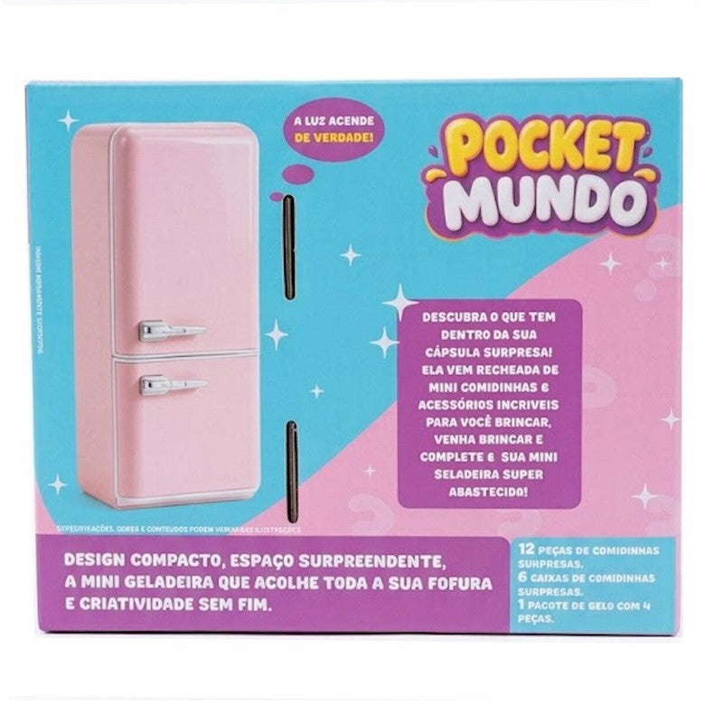 Conjunto Mini Geladeira Retrô com Cápsula Surpresa Pocket Mundo - Brink Center