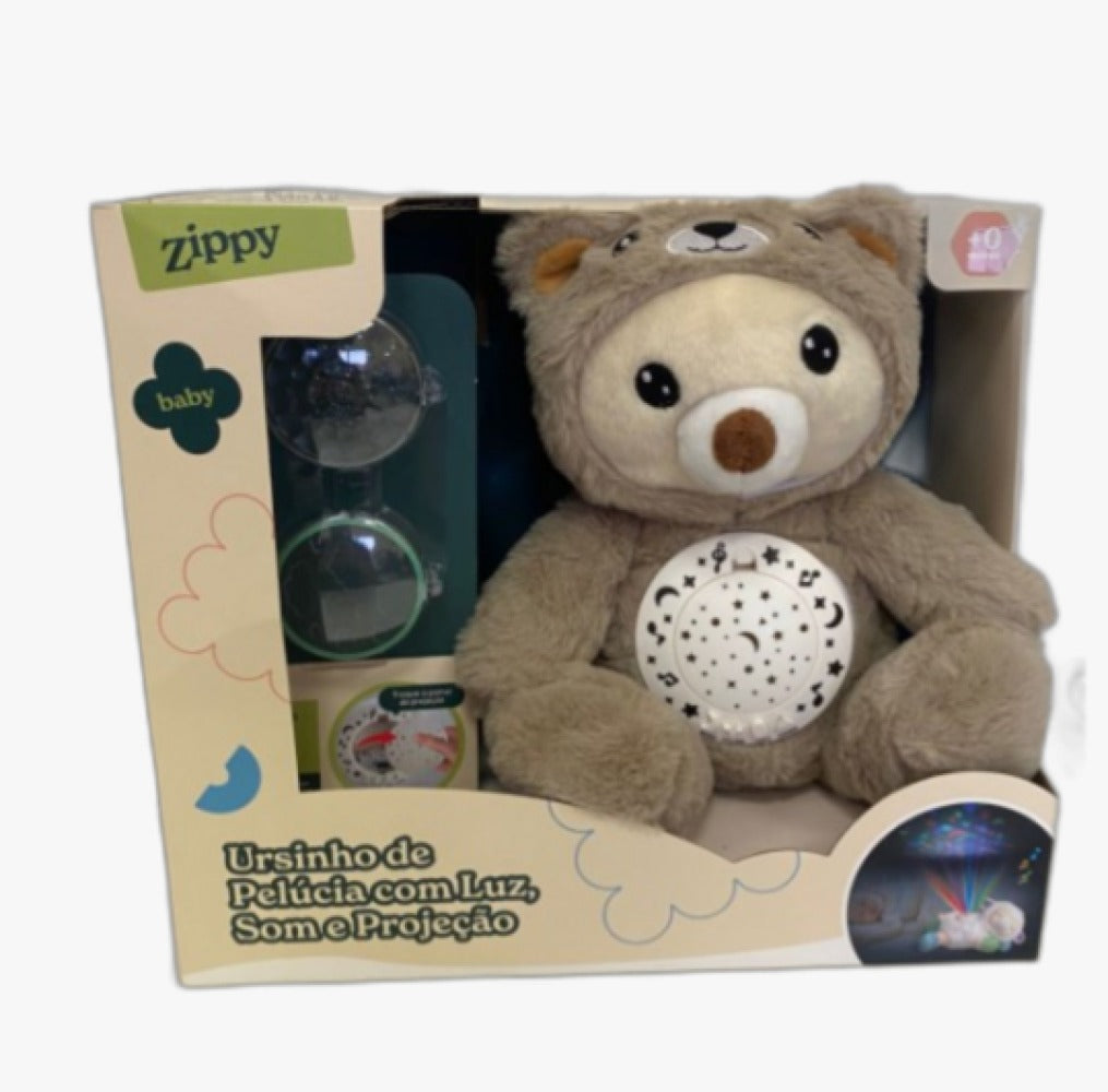 Ursinho de Pelúcia Interativo com Luz e Som - Zippy