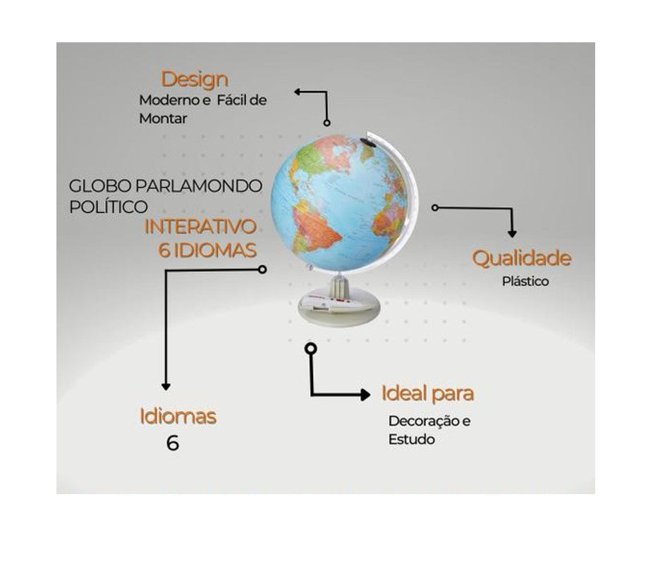 Globo Terrestre Com Luz Parlamondo 30cm - Tecnodidattica