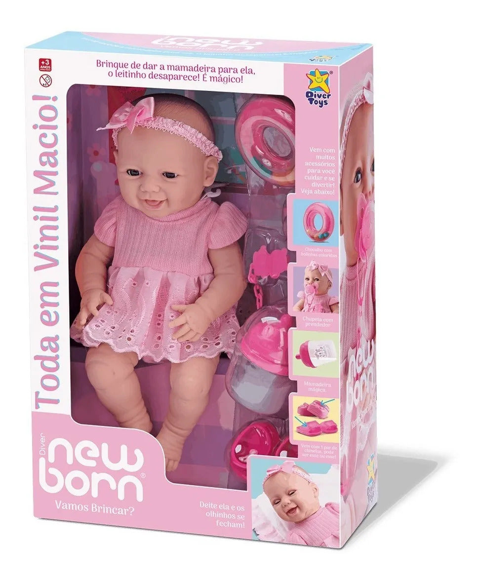 Boneca Diver New Born Vamos Brincar - Divertoys